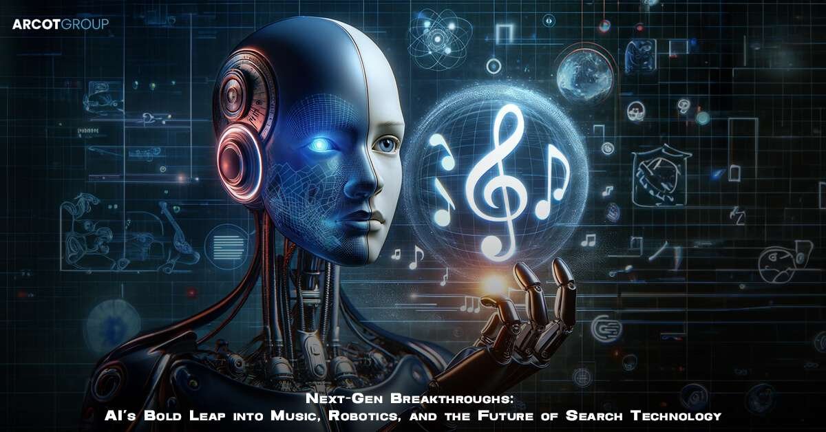 Exploring the forefront of technology: AI's transformative impact on music production, robotics innovation, and the evolution of search capabilities." Article by Arcot Group